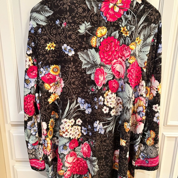 Johnny Was Black Floral Blouse with Pink and Yellow Accents - Picture 3 of 5